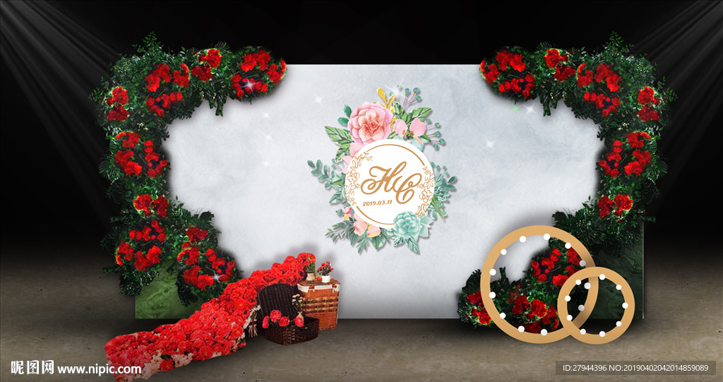 大理石森系婚礼迎宾区