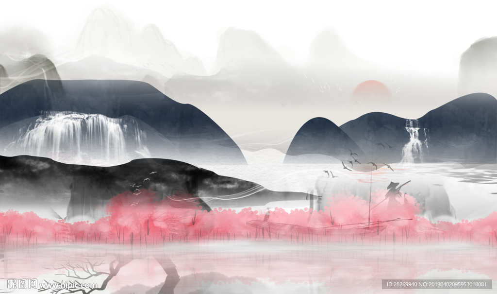 黑白山水