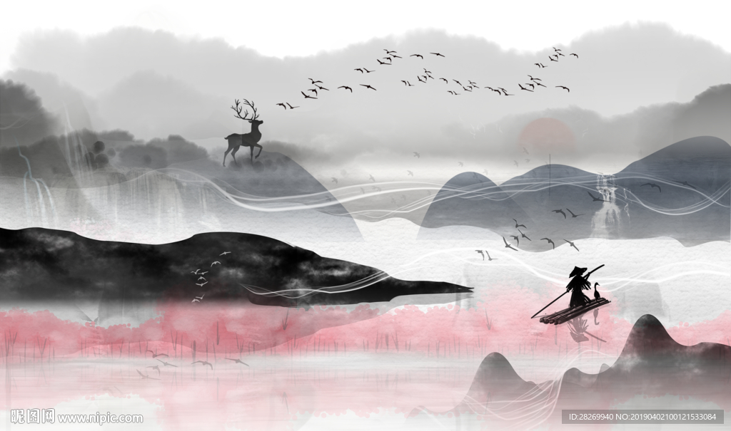 黑白山水画