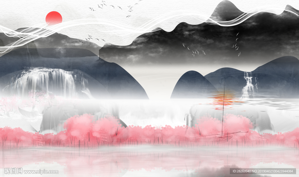 黑白山水画