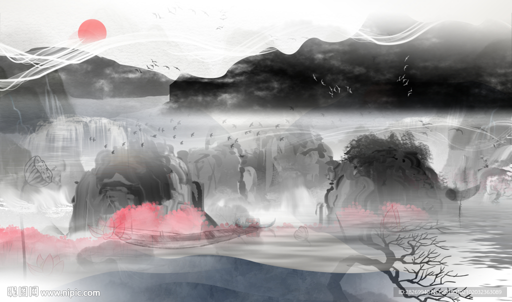 黑白山水