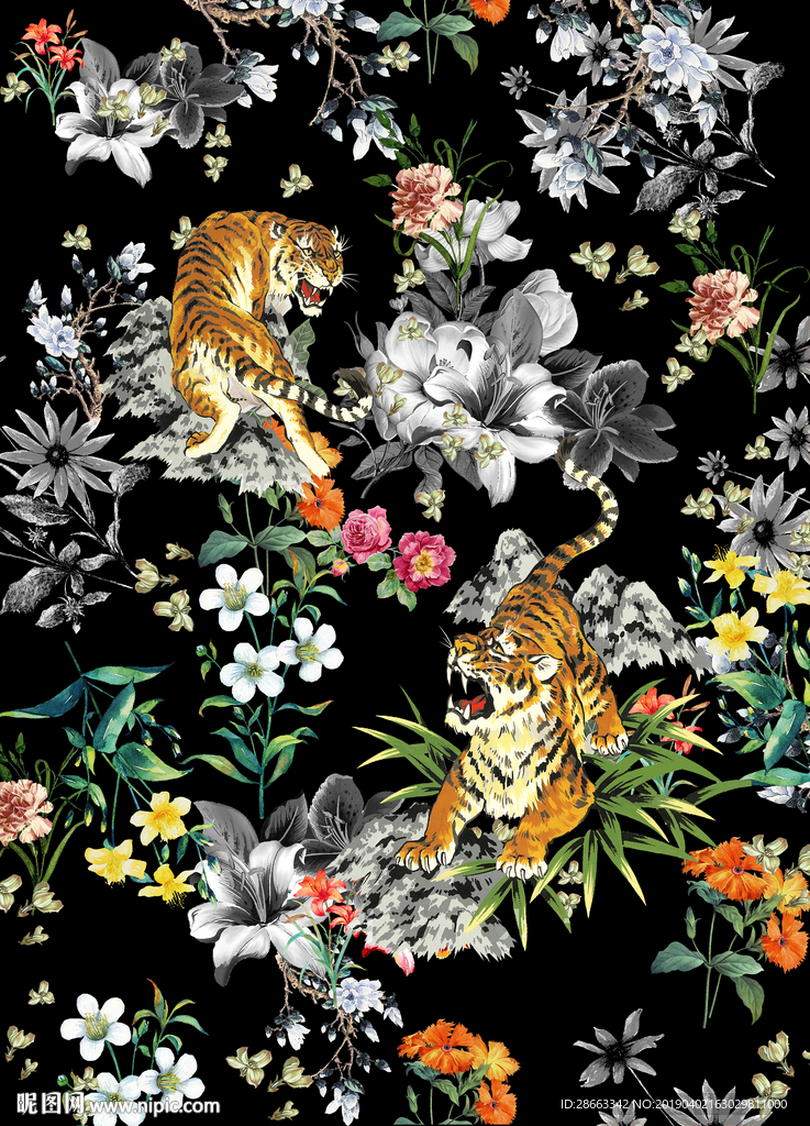 老虎 花纹 大牌印花 服装印花