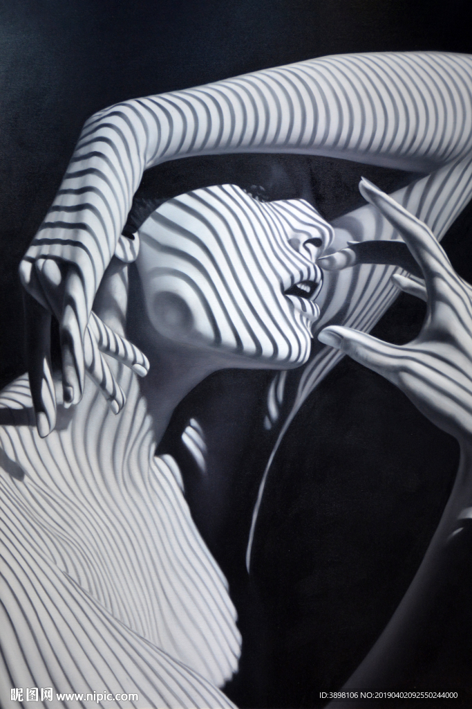 手绘艺术抽象人物玄关装饰画