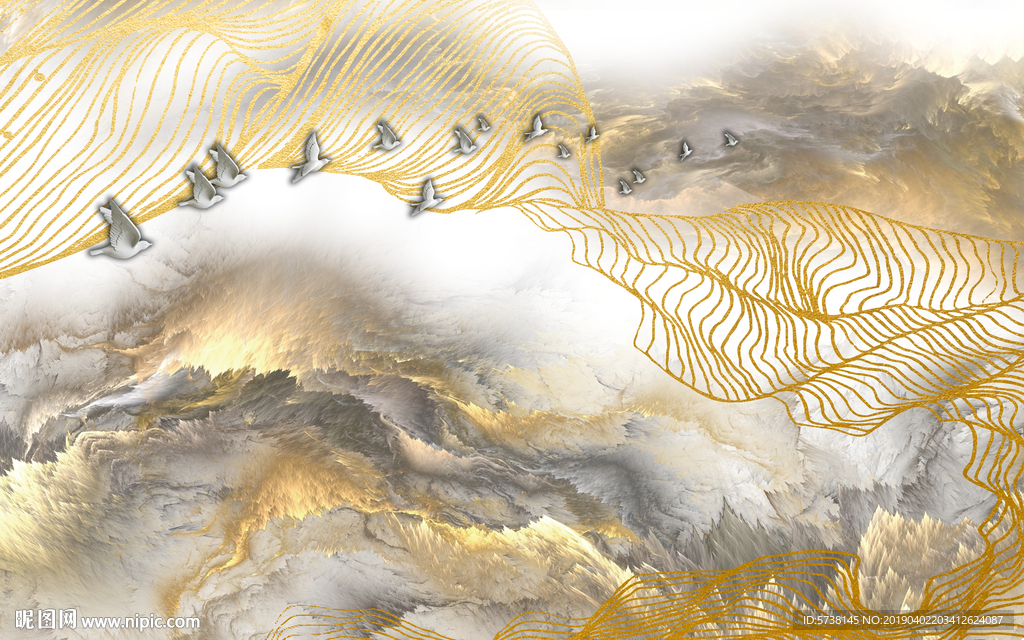 中式抽象创意玄关屏风电视背景墙