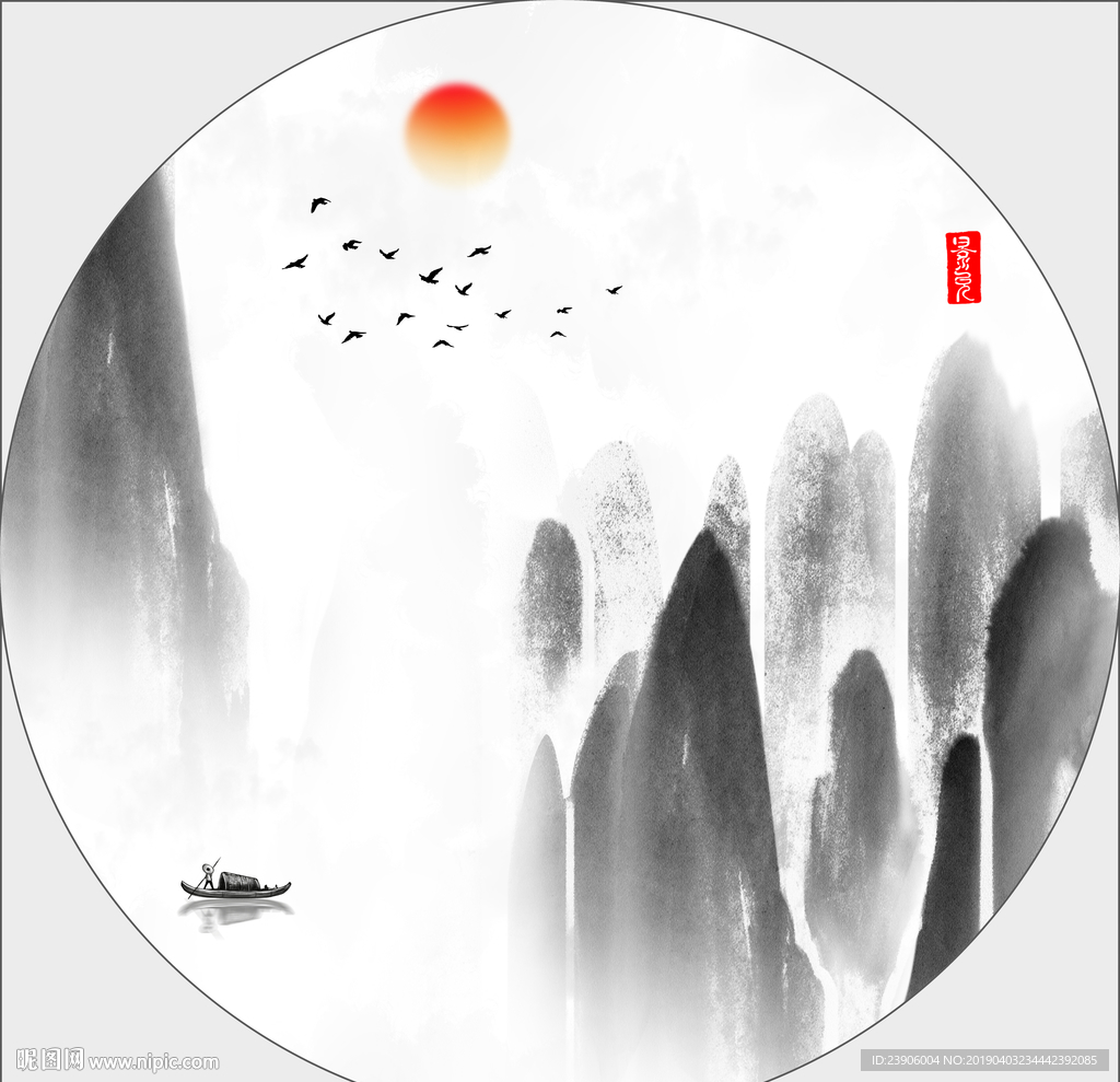 背景墙装饰画 山水壁画