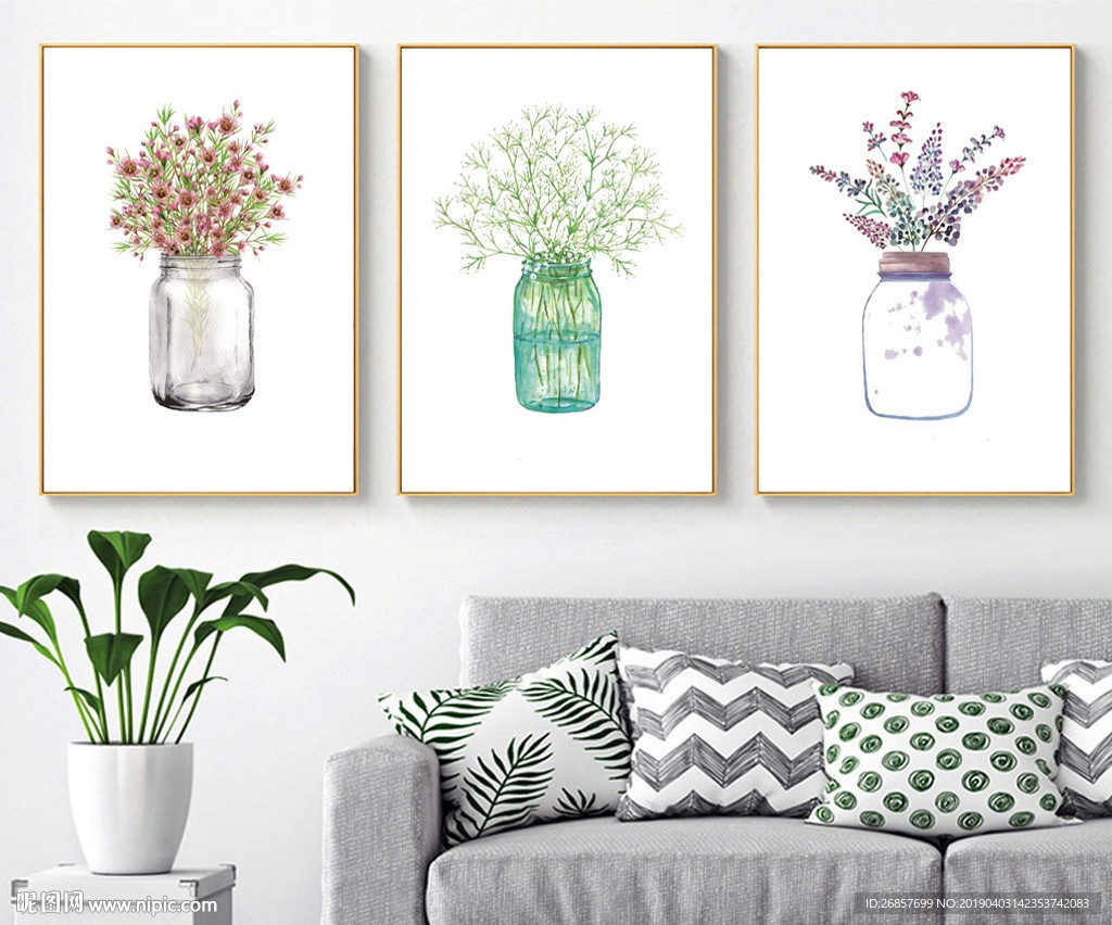 ins小清新水彩花卉北欧装饰画