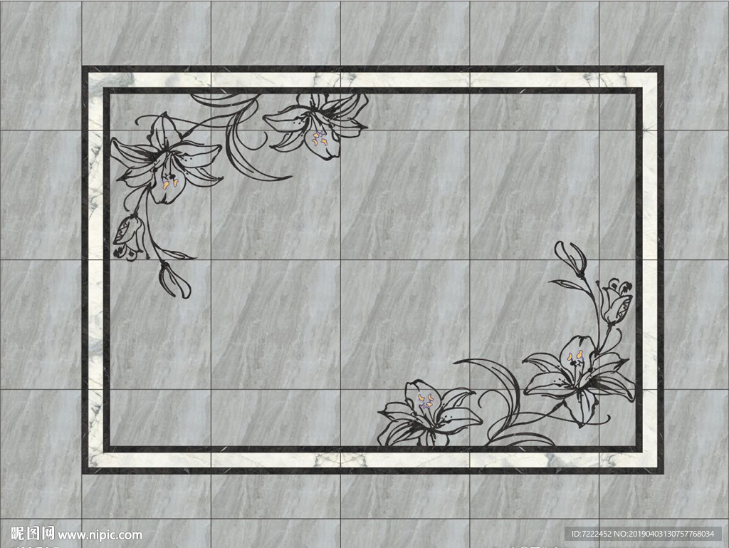 客厅地花铺贴图