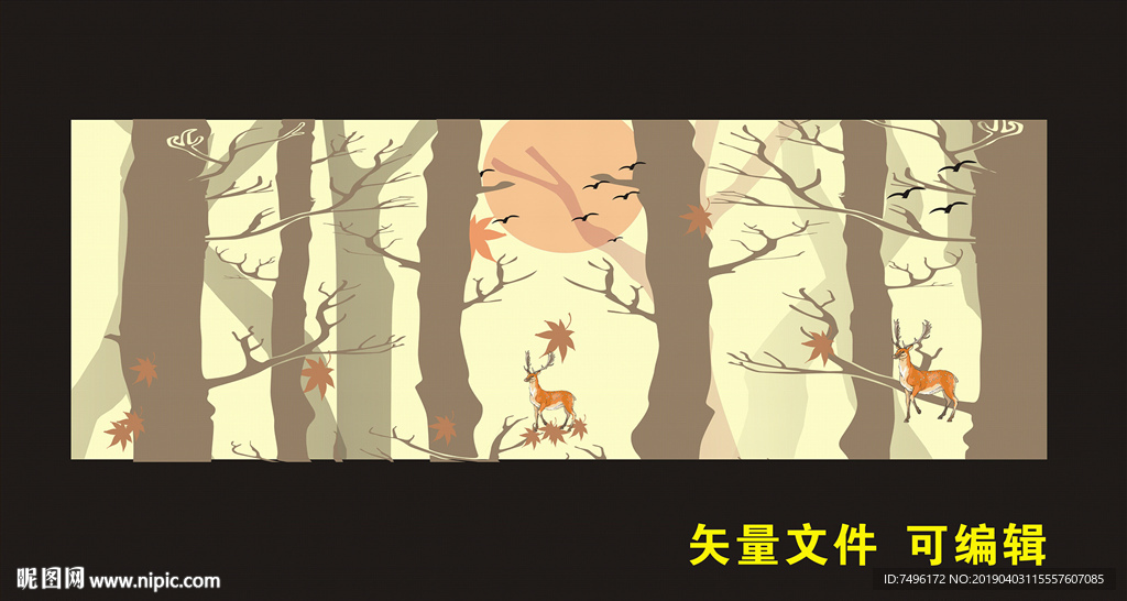 无框画  树林深外