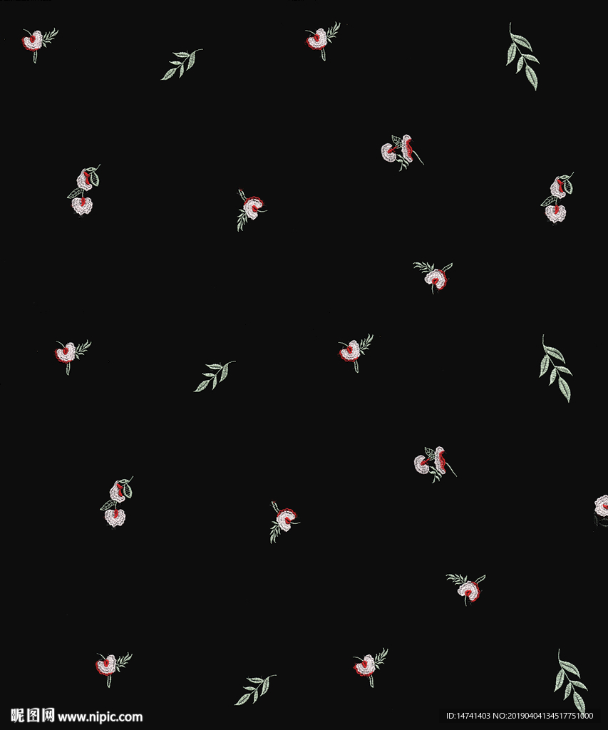 唯美清新绣花花卉绿叶无限循环