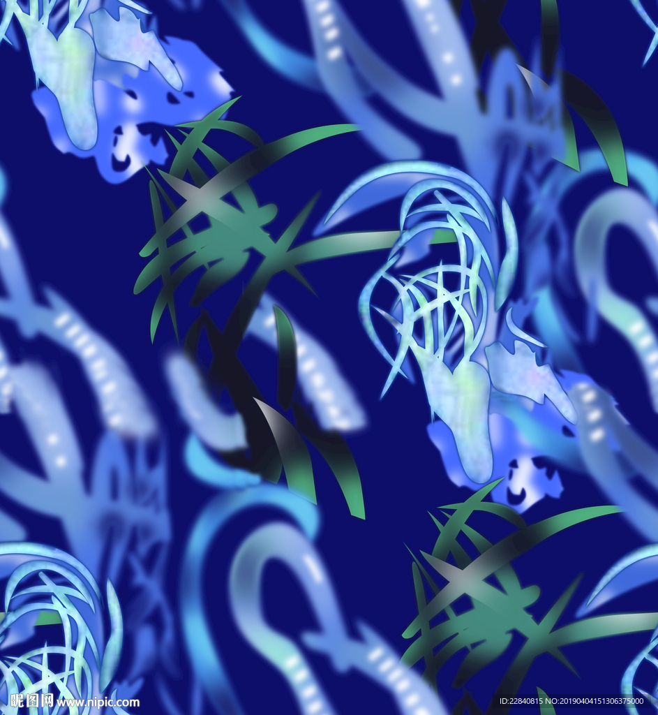 花叶 蓝底花 叶子