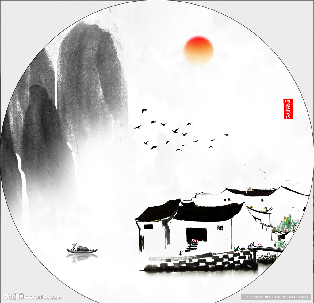 禅意水墨画 山水装饰画