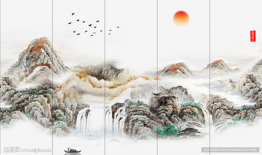 大型山水国画 山水壁画