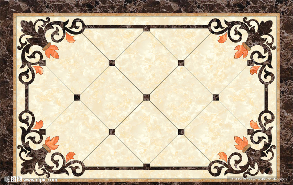 新水刀图案大理石石纹米黄色拼花