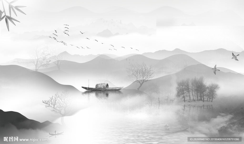 水墨画素