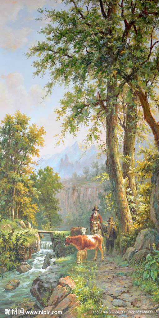 树林田园骑士玄关装饰画