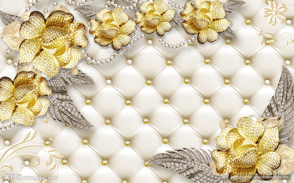 富贵金属花朵软包创意玄关屏风电