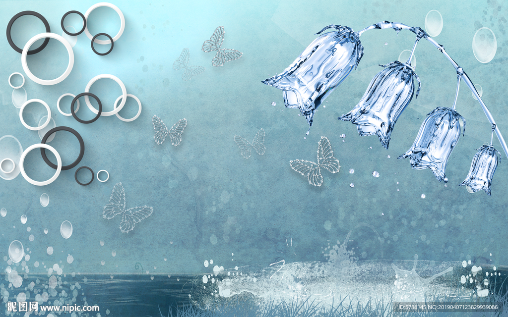 梦幻水花创意现代简约玄关屏风电