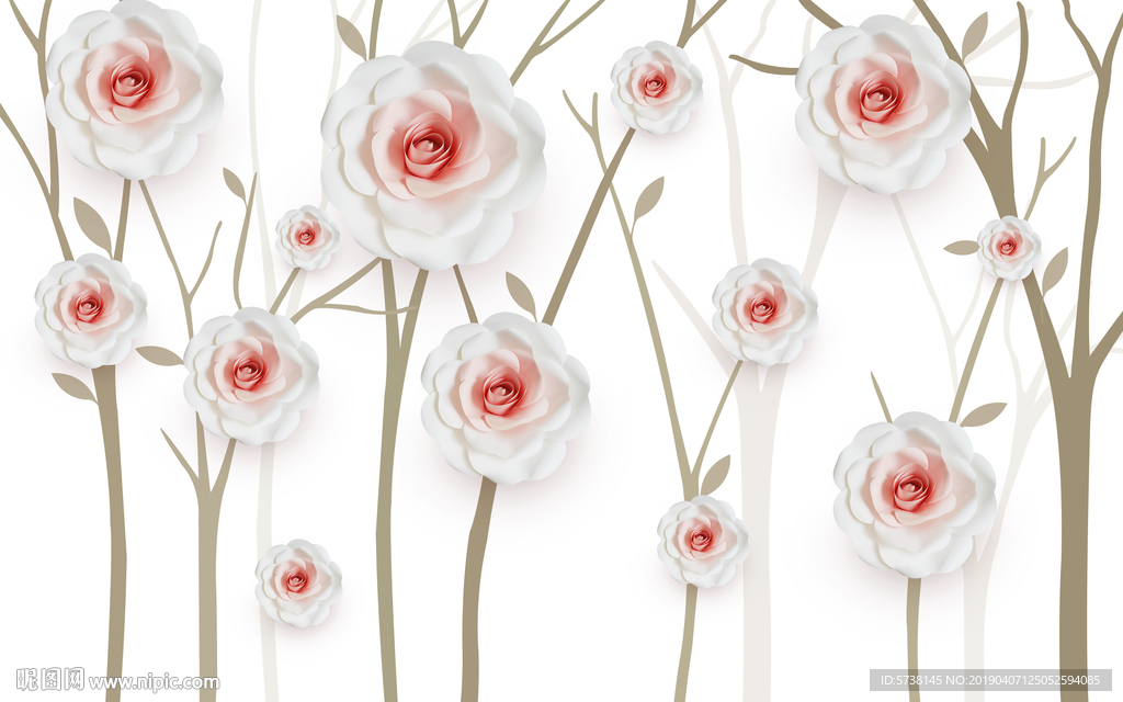 唯美玫瑰玄关屏风创意电视背景墙