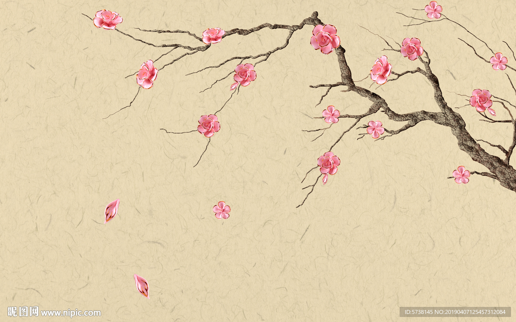 中式梅花创意玄关屏风电视背景墙