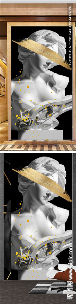 现代北欧风石膏美女玄关装饰画