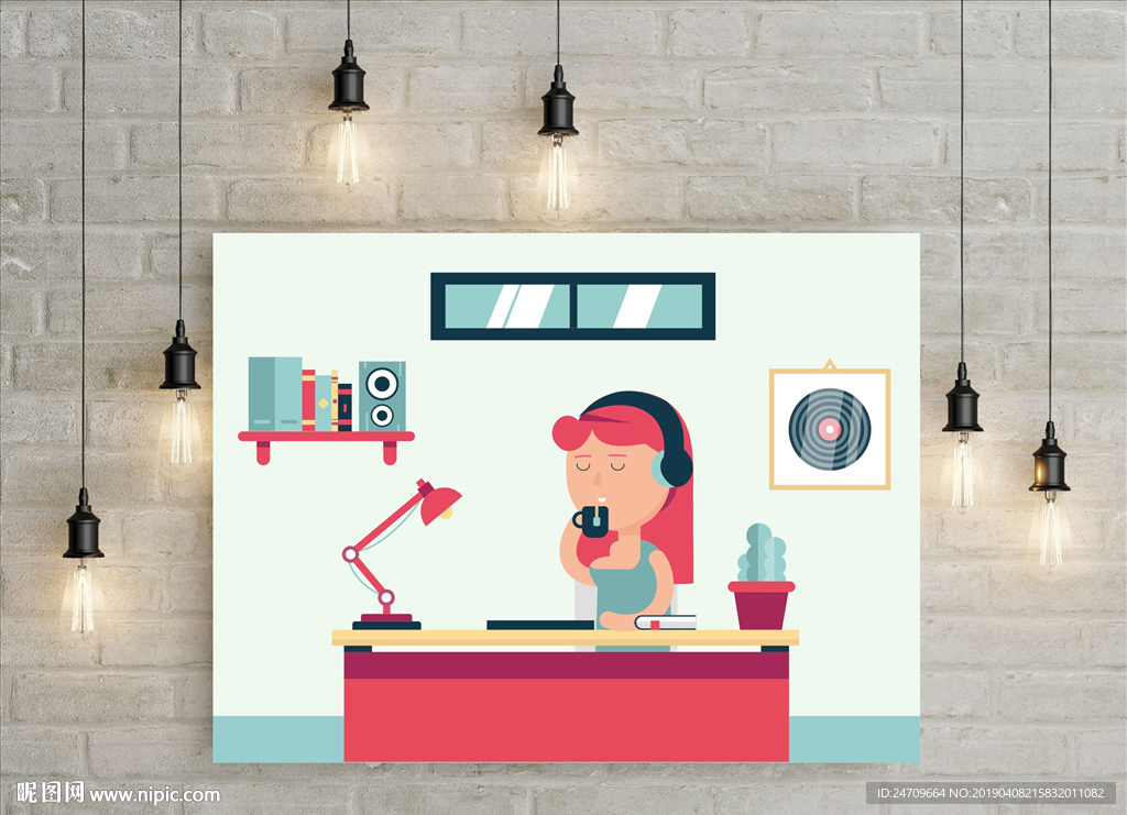 工作女人矢量插画背景