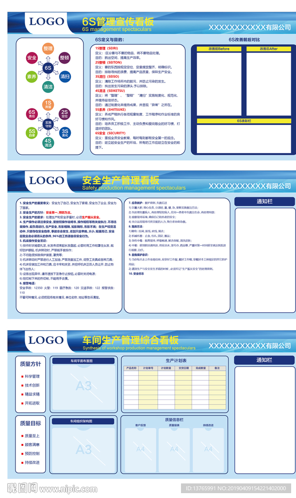 车间6S安全生产综合管理看板