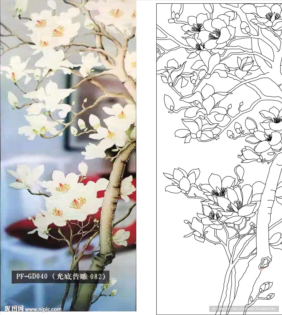 艺术玻璃 玉兰 白玉兰