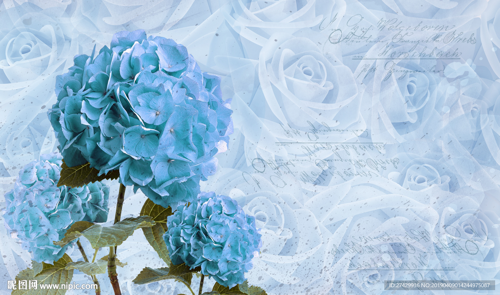 玫瑰花球北欧立体背景墙壁画