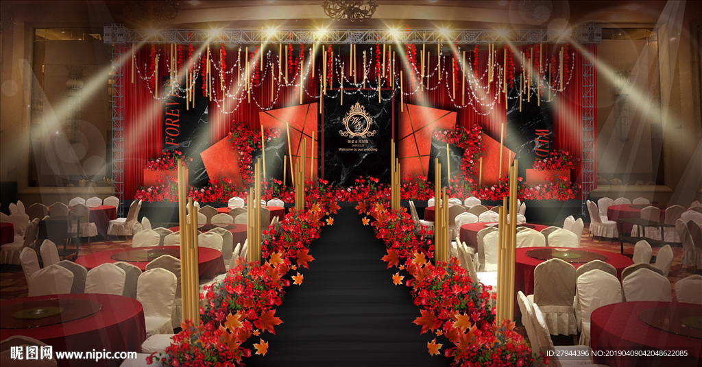 红黑色婚礼仪式区