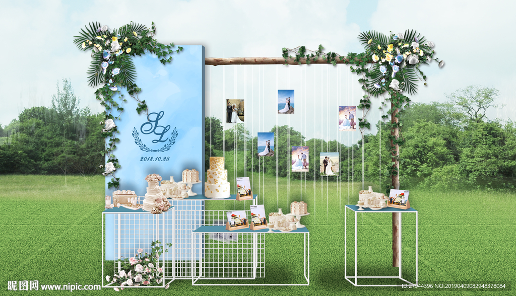 蓝色户外甜品区