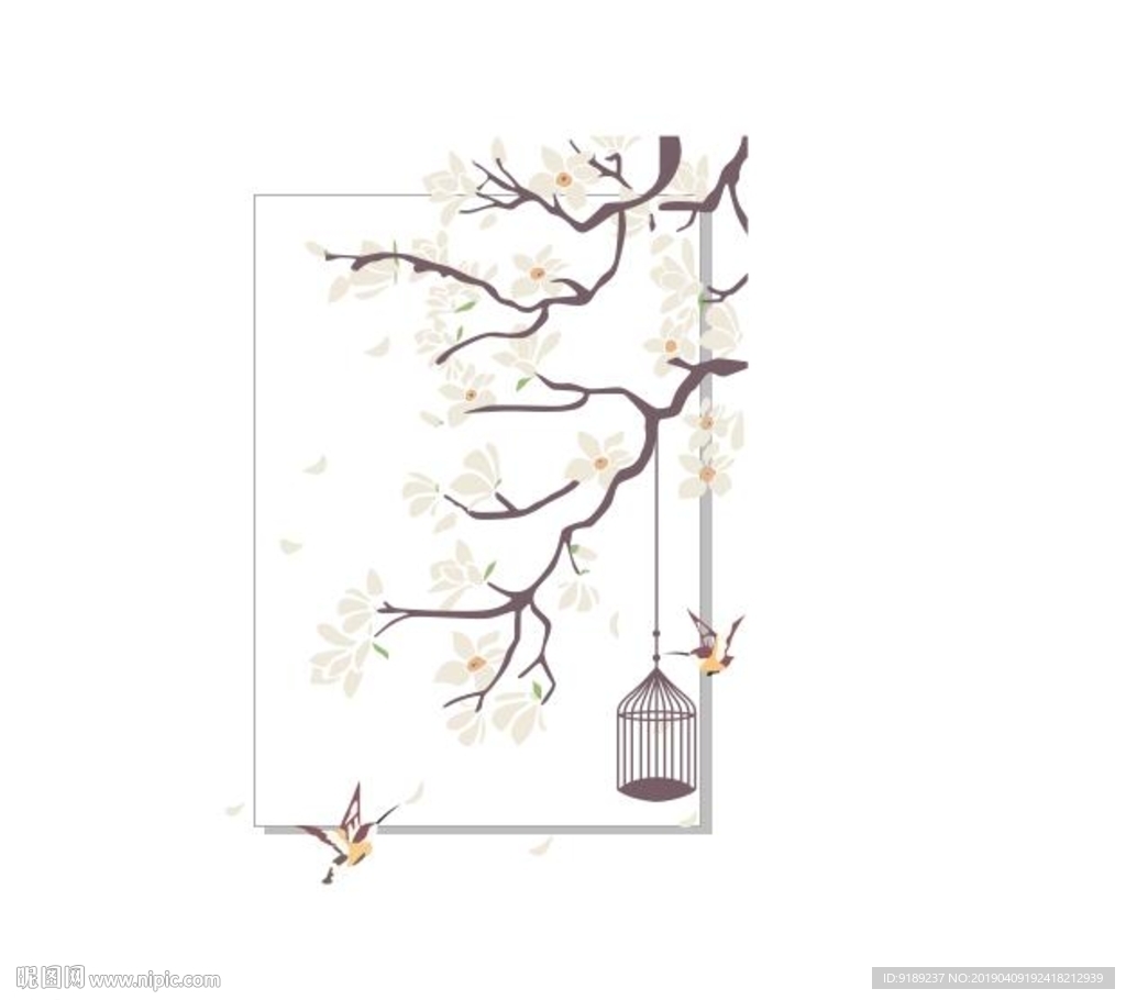 花瓣 鸟 硅藻泥