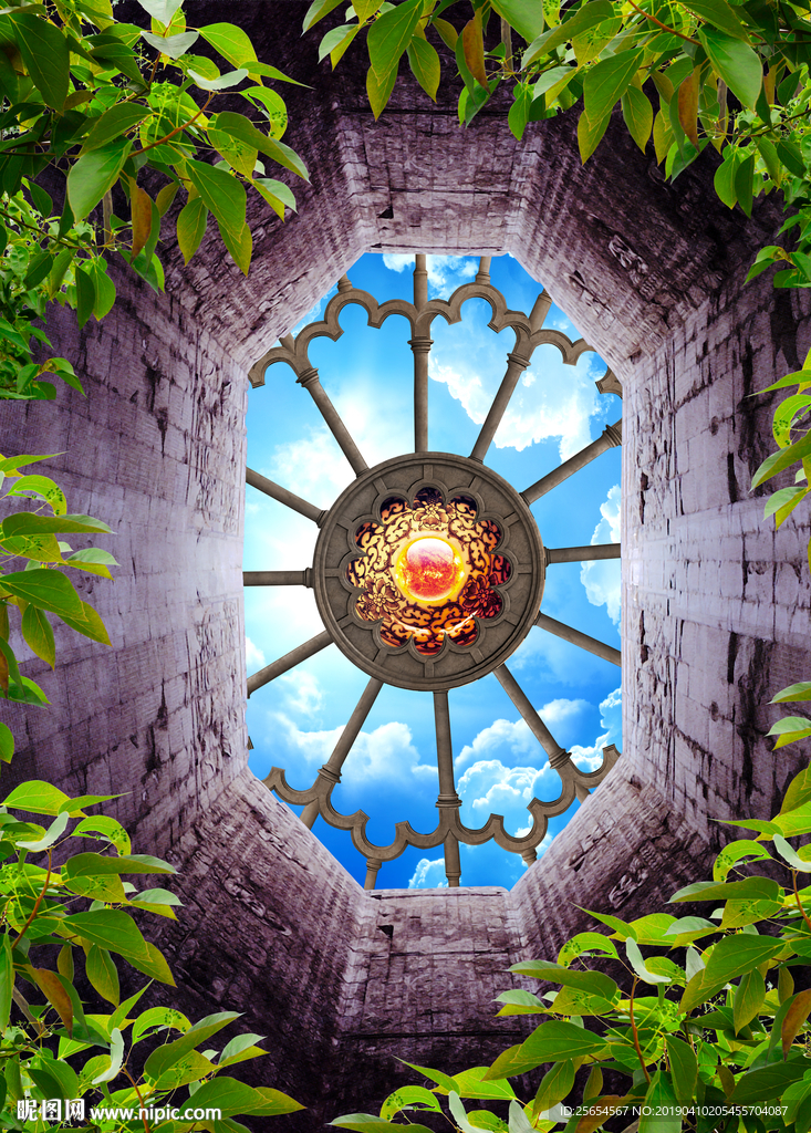 树枝天空天顶壁画