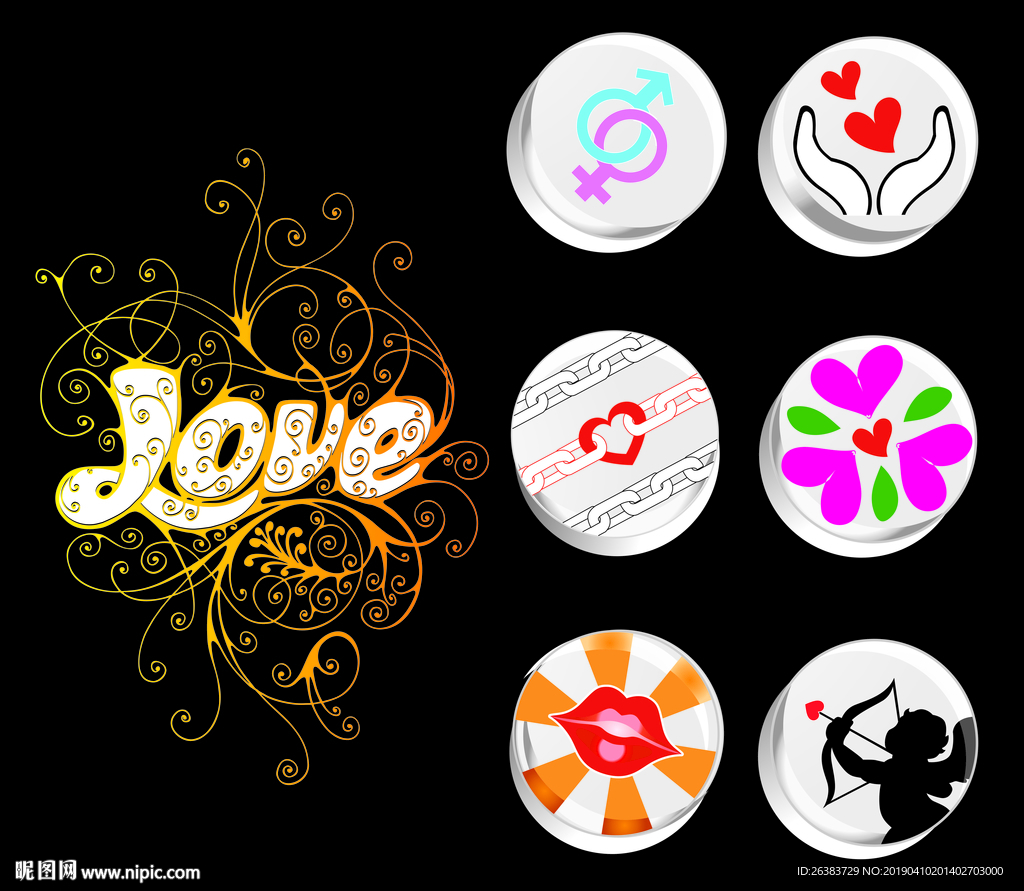 创意6组爱情和婚礼图标设计图片_图标元素_设计元素-图行天下素材网