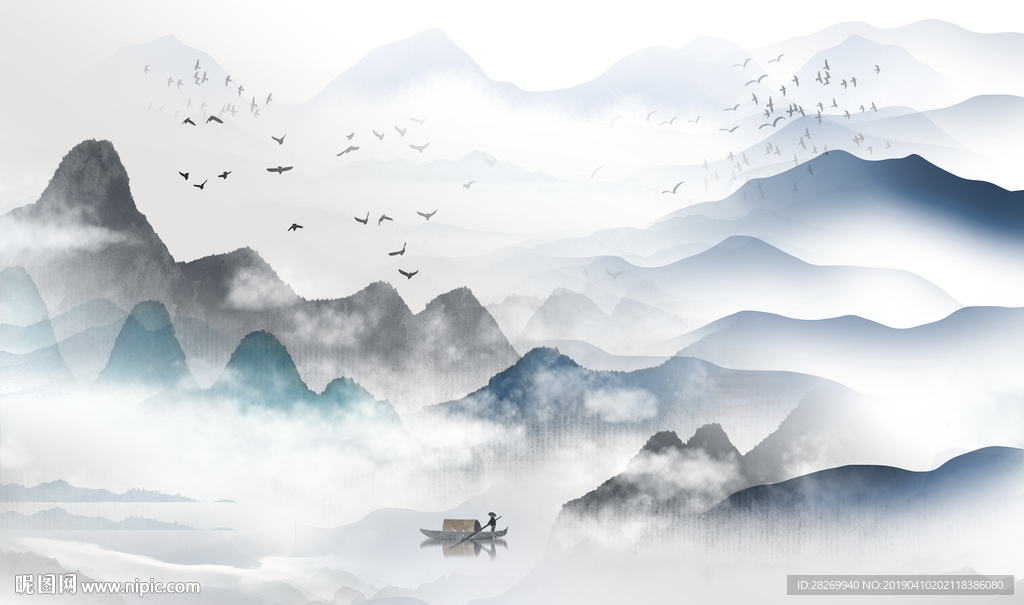 水墨山