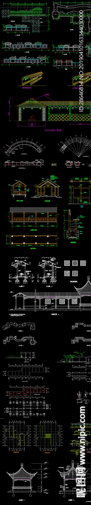 新中式廊架CAD图库
