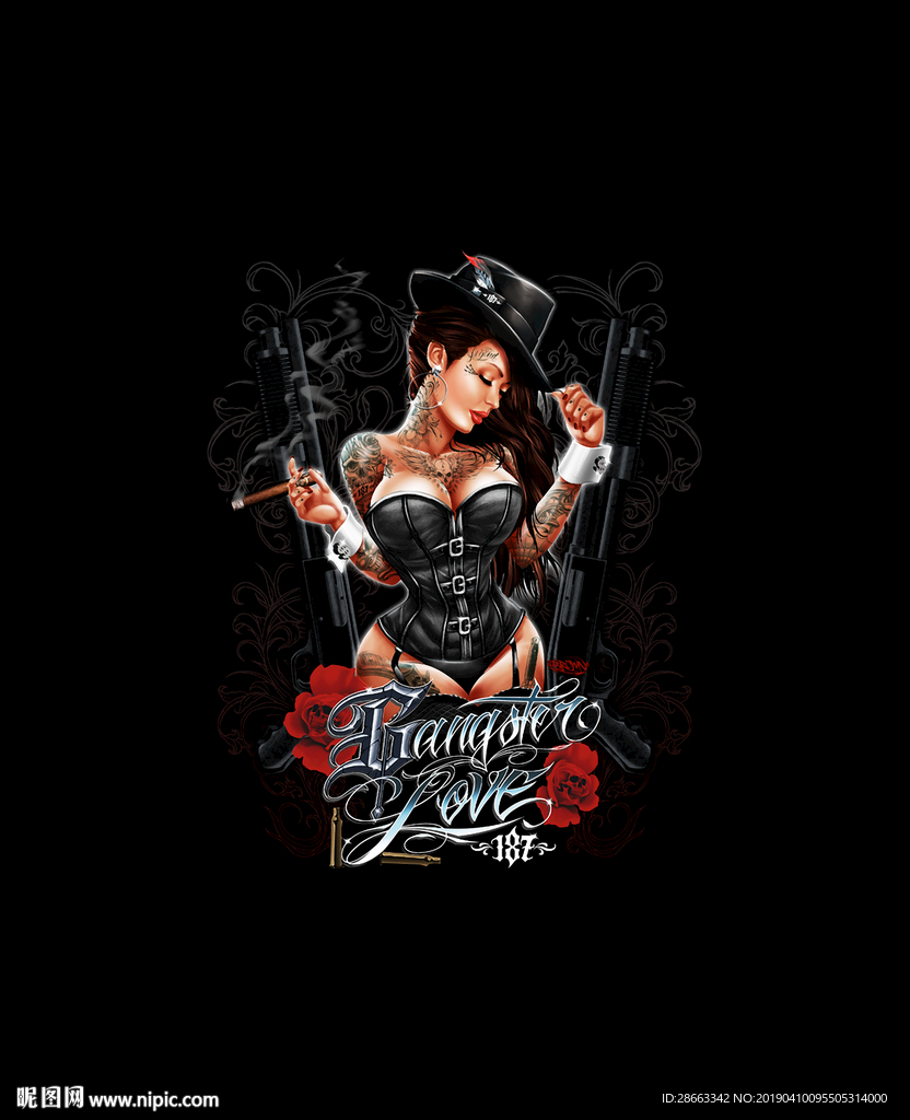 印花图案 美女 厄运小姐