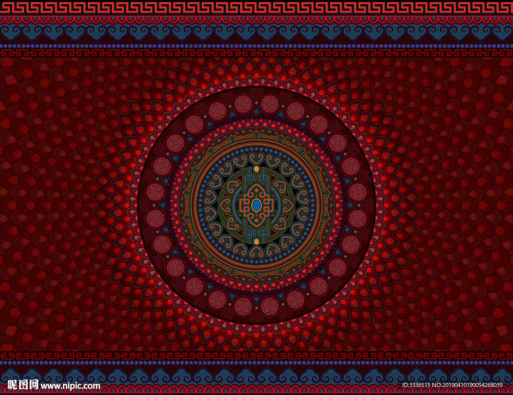 蒙古风格底纹背景图案PSD素材