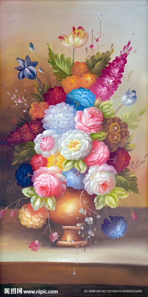 艺术花卉花瓶玄关背景墙