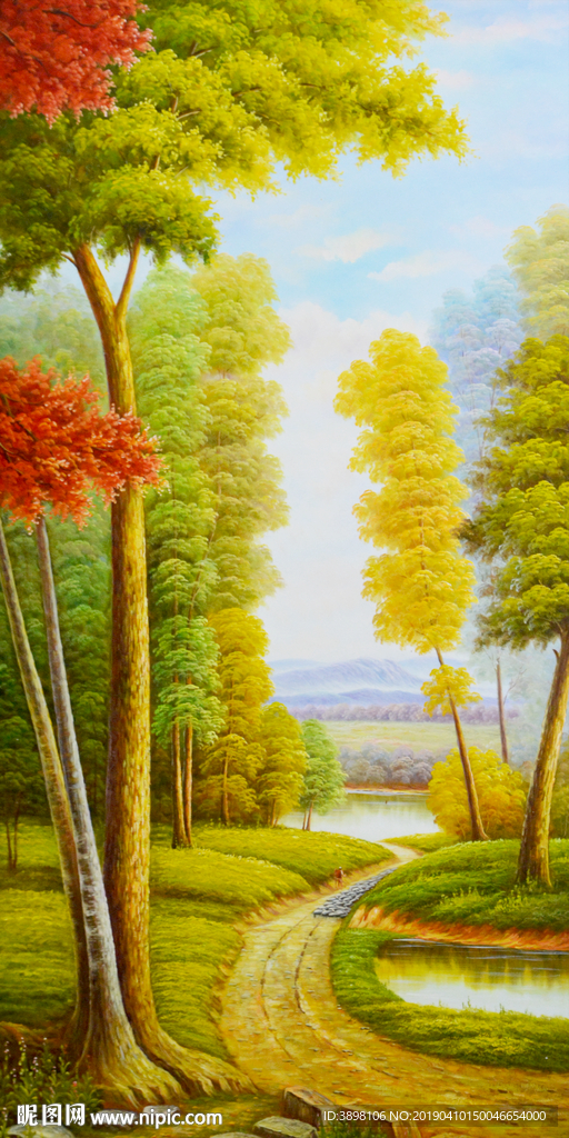 抽象艺术田园树林玄关装饰画