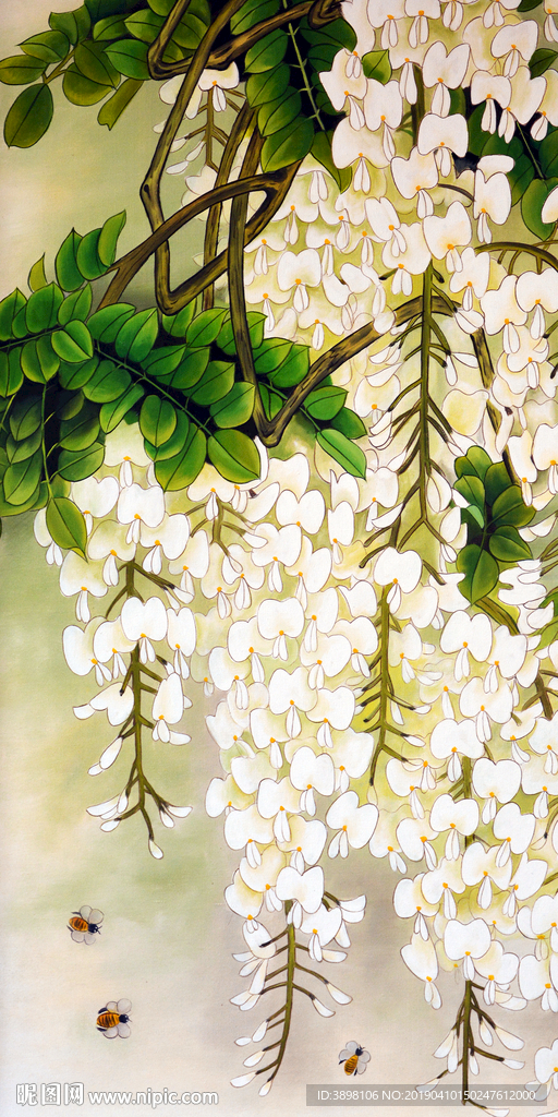 手绘白色兰花玄关装饰画