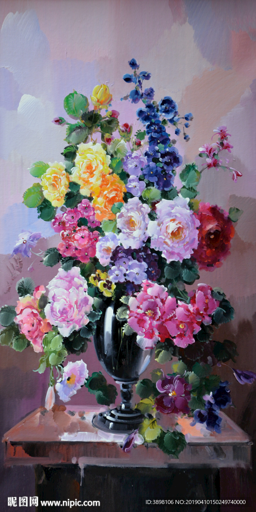 手绘花卉花瓶艺术玄关