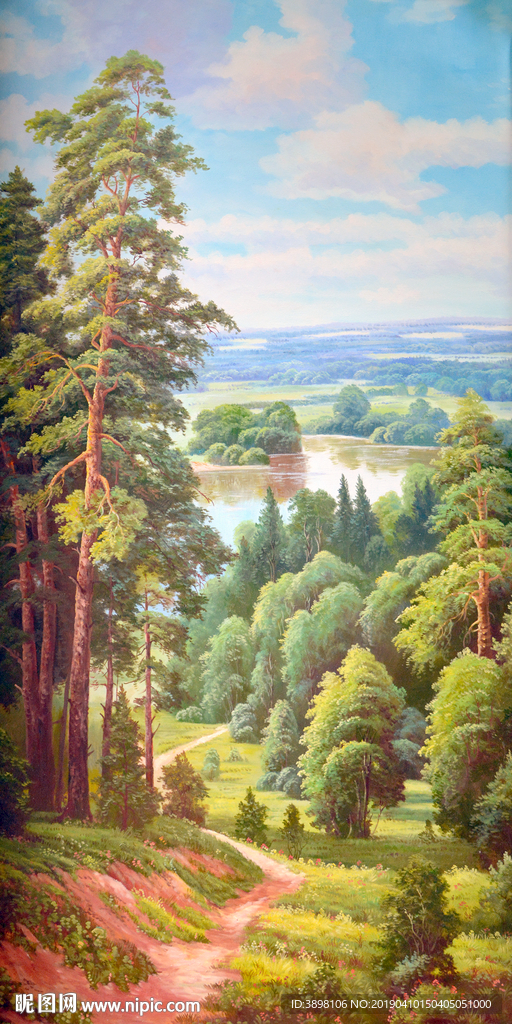 田园蓝天白云风景玄关