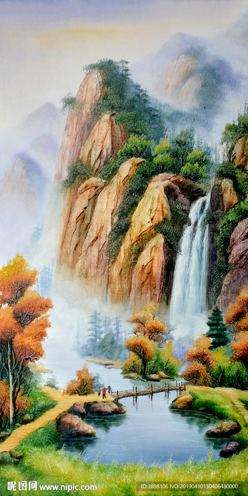 油画搞啥流水玄关背景墙