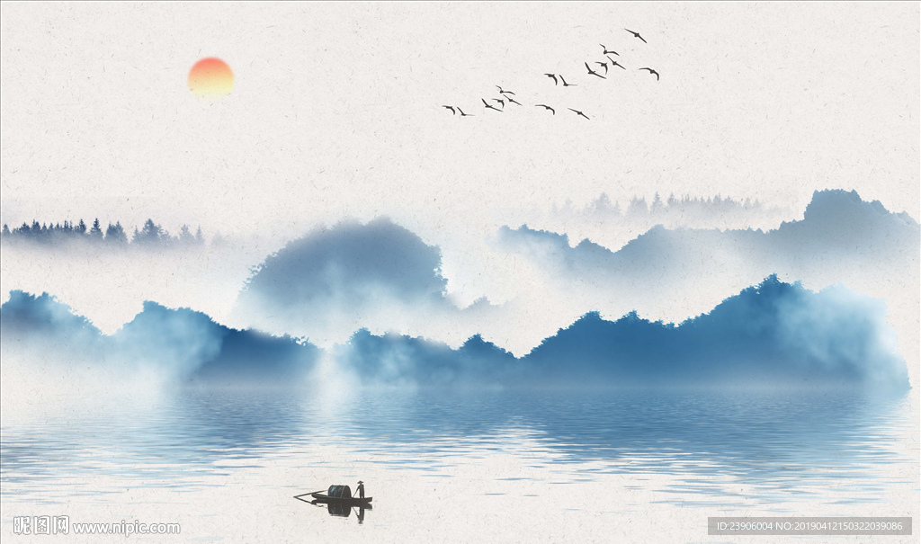 山水背景墙 大型山水壁纸