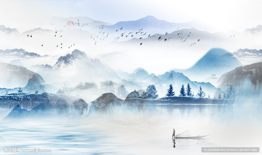 水墨山