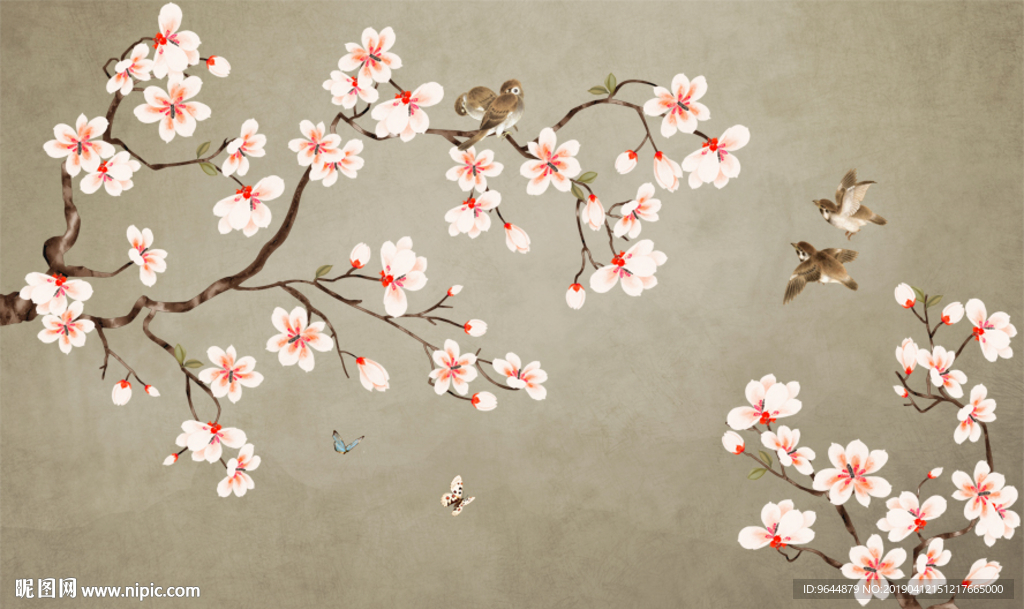 手绘花鸟