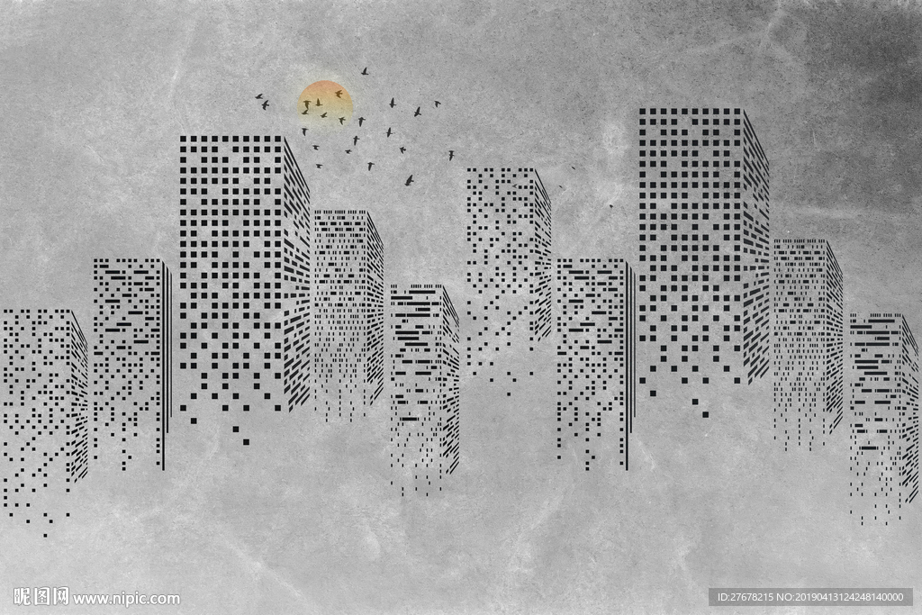 极简城市大楼背景墙