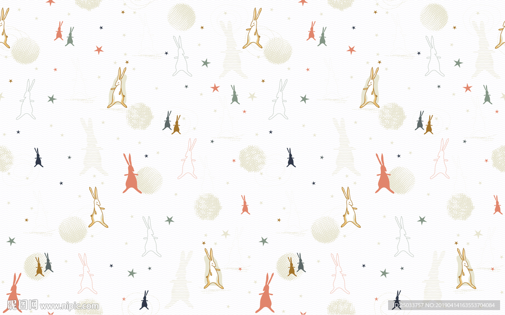 儿童房间墙纸墙布兔子素材底纹素