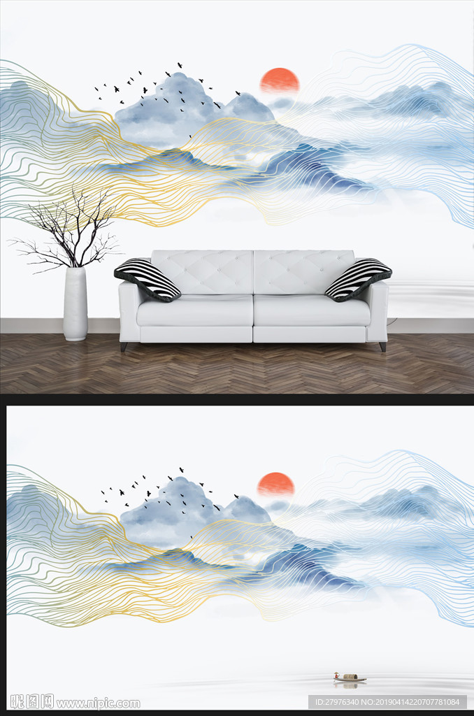 水墨山水背景墙