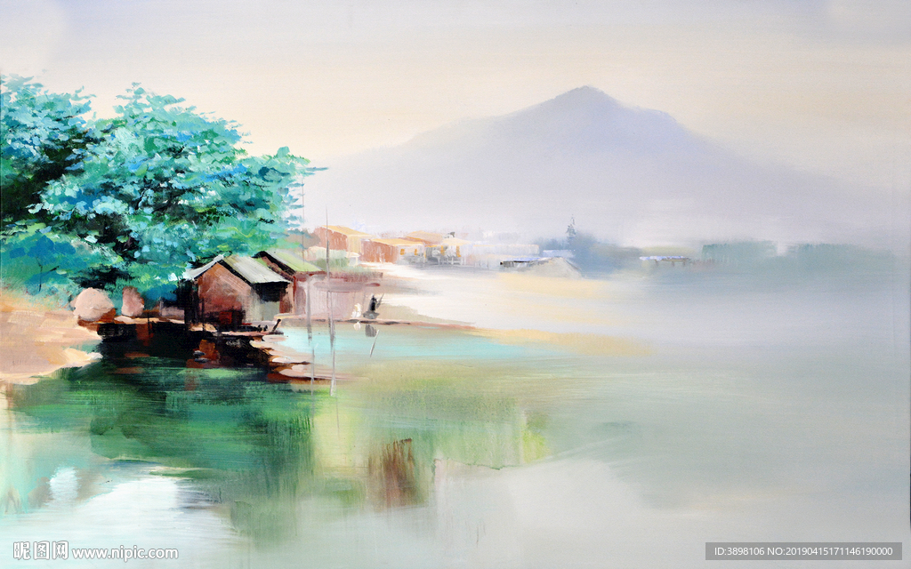 抽象水墨山水背景墙